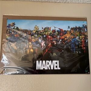 Marvel Multicharacter Hero Collage Poster - Blue Black Red